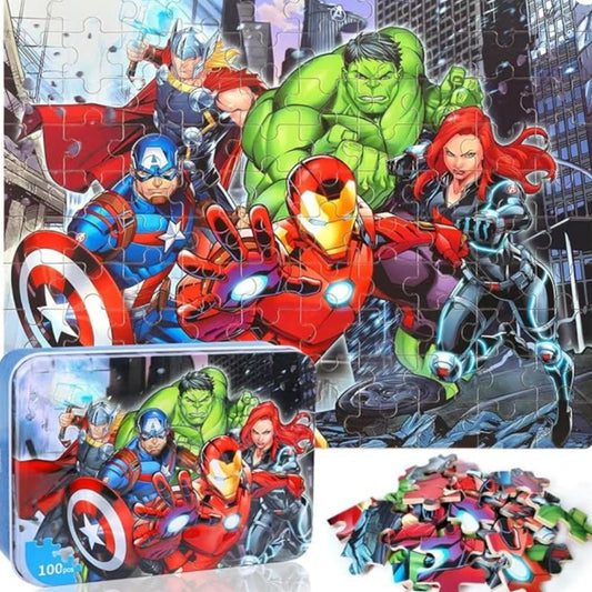LELEMON 100-piece puzzle stored in a metal box for easy portability