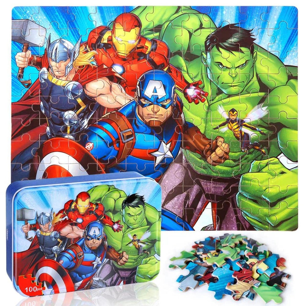LELEMON 100-piece puzzle in a metal box, easy to store during travel.