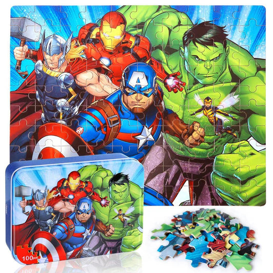 LELEMON 100-piece puzzle in a metal box, easy to store during travel.