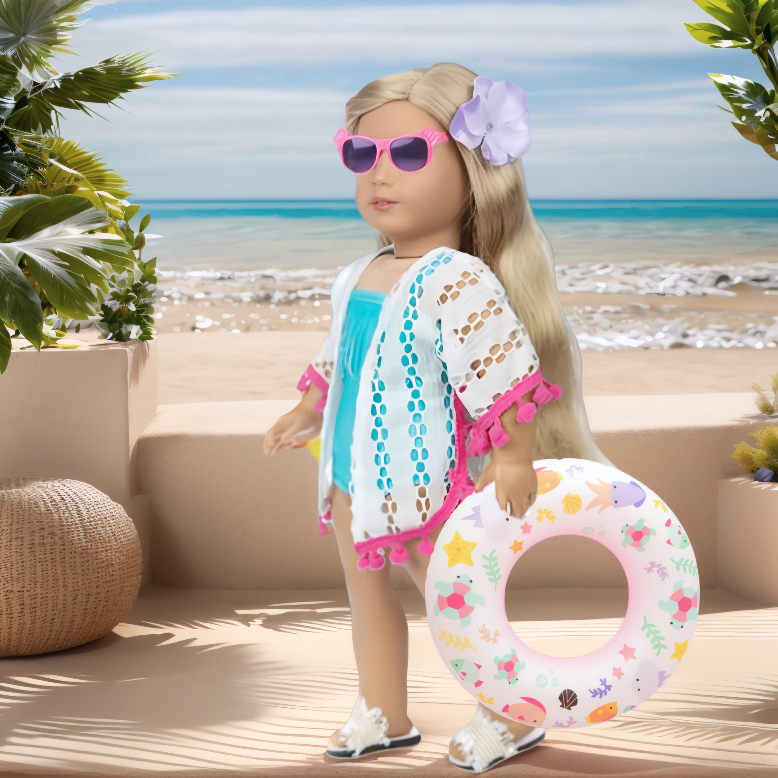 Lembani 18in doll shoes complete summer outfits with comfy, easy wear.