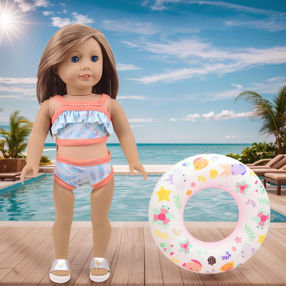 Lembani 18in doll swimming ring keeps bath and pool play safe and fun.