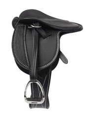 LeMieux Toy Pony Saddle in black fine grain leather, durable for young riders.