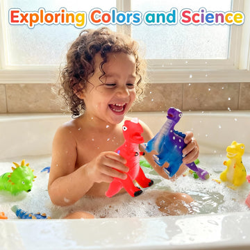 Lemofix soft edged dinosaur bath toy supports safe grasping