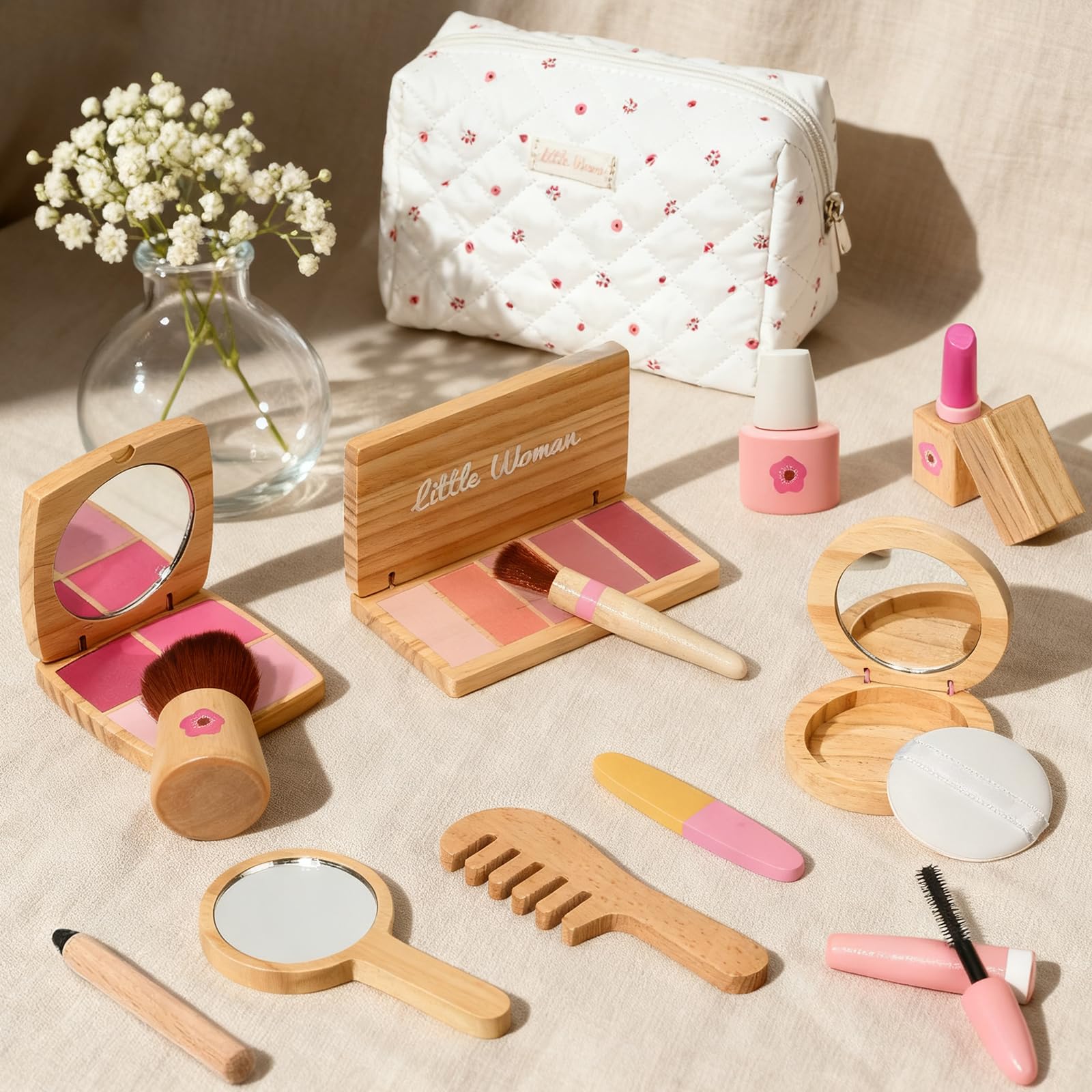 Lemofix wooden makeup kit blush brush for precise application