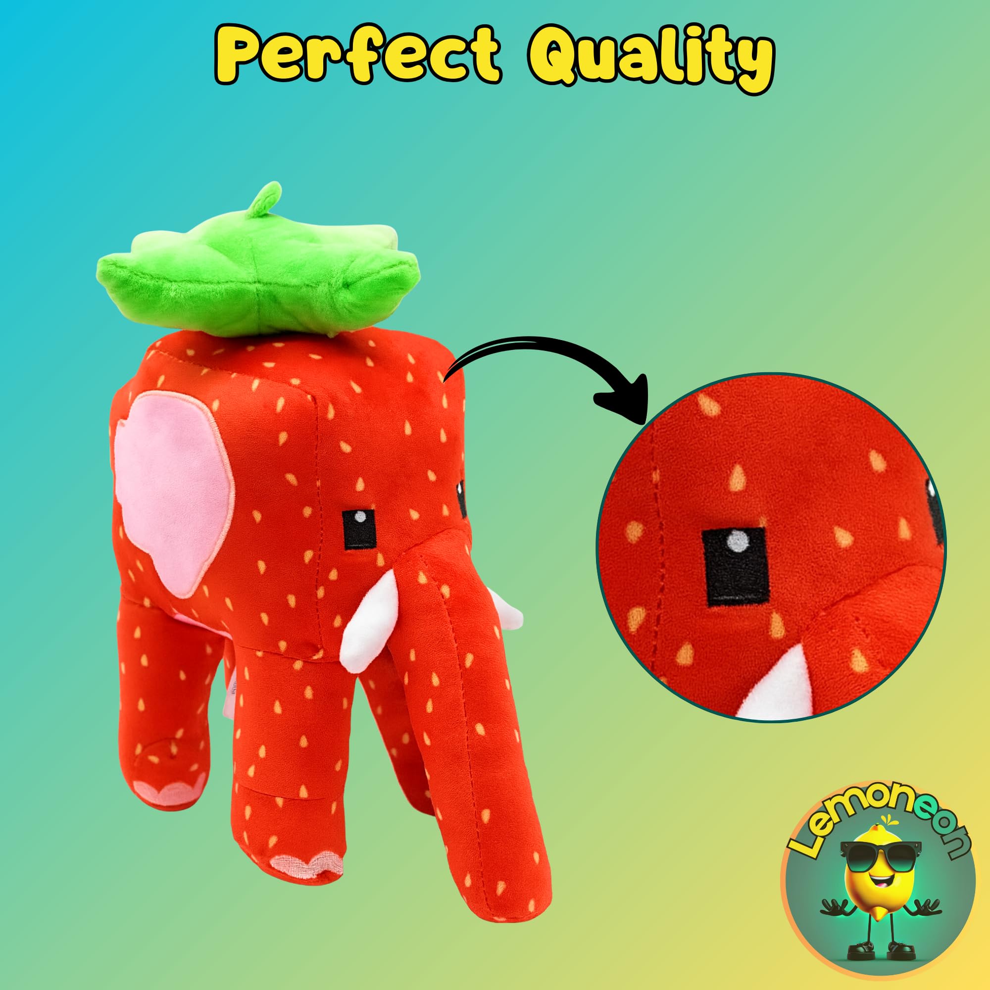 Lemoneon Strawberry Elephant Plush with game controller demonstrates ideal gamer room decor