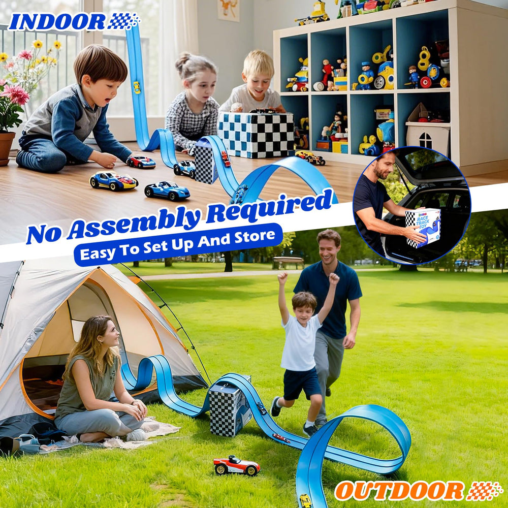 Lemostaar bendable track lets kids design loops and ramps for imaginative racing fun.