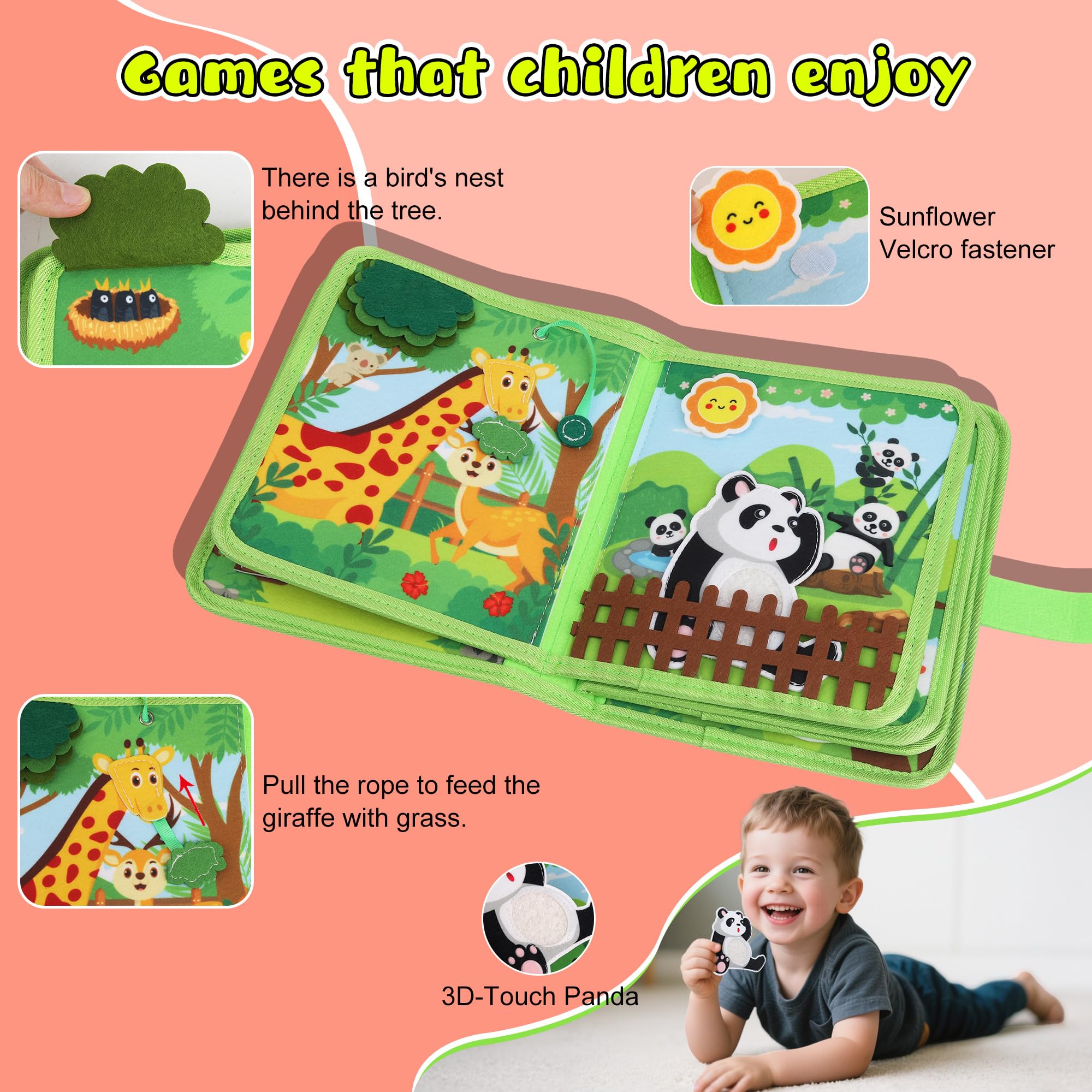 Lemrok Busy Book buttoning: enhances fine motor skills through playful challenges