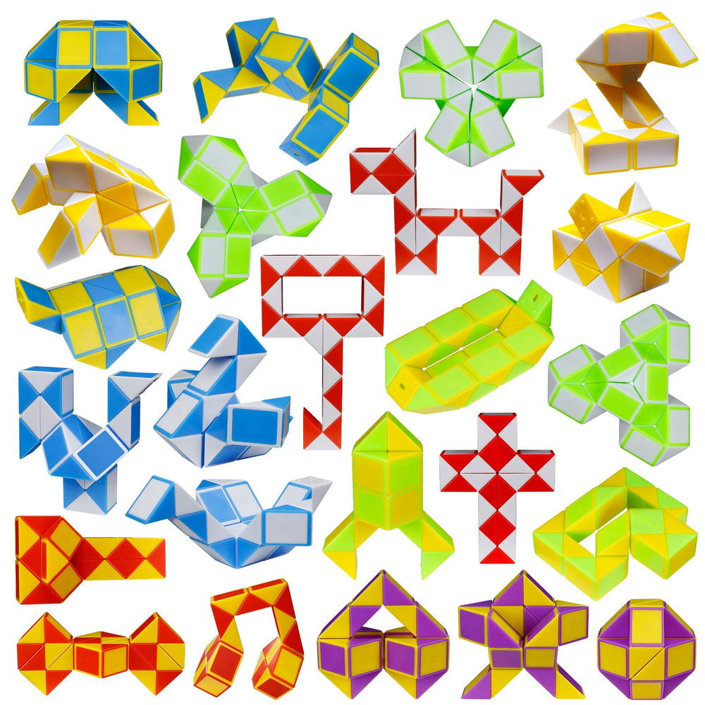 LENDOD 24-pack mini snake cubes with colorful blocks for creative play and focus.
