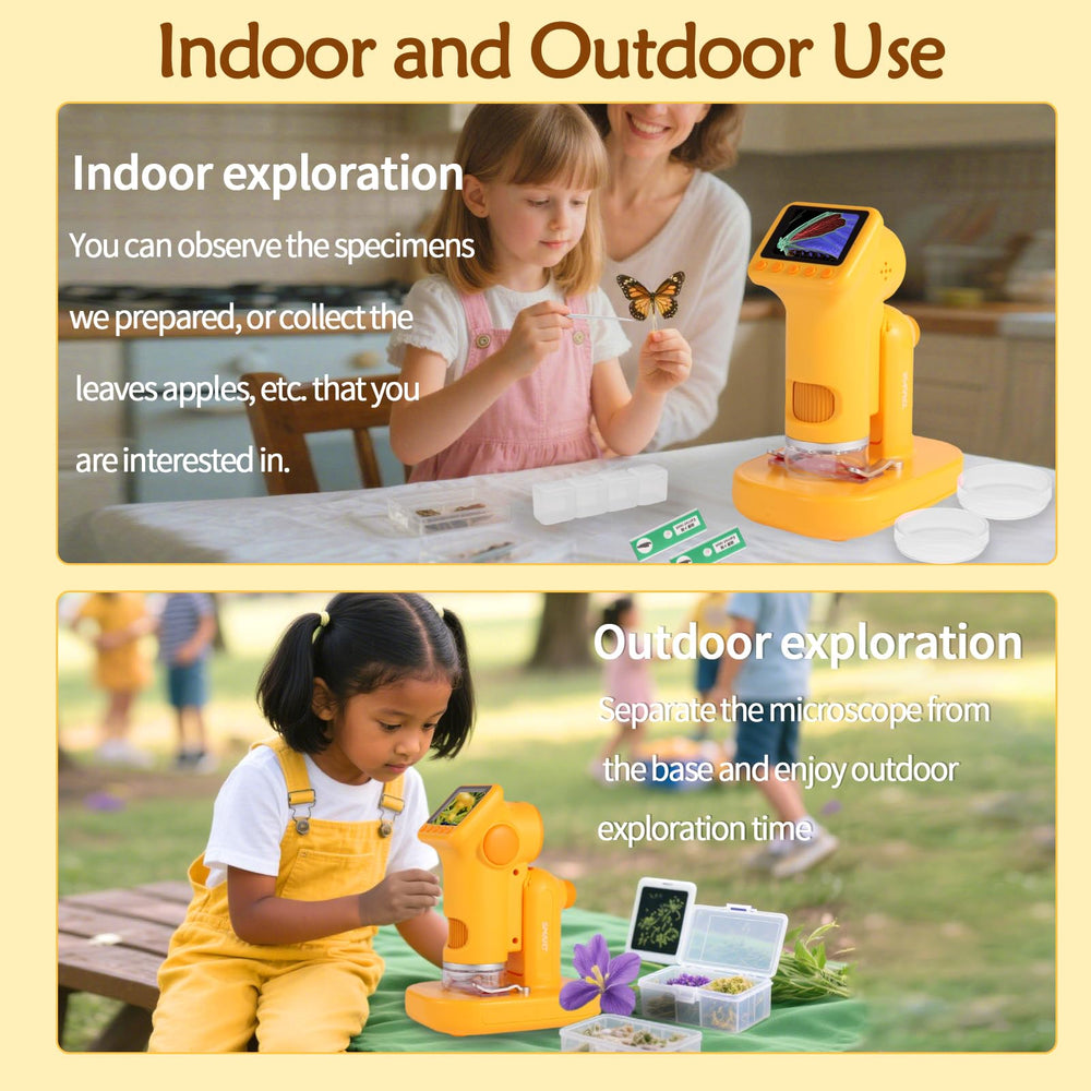 LENGTOUQ 1600X kids microscope 6-slides kit enables DIY observation of specimens.