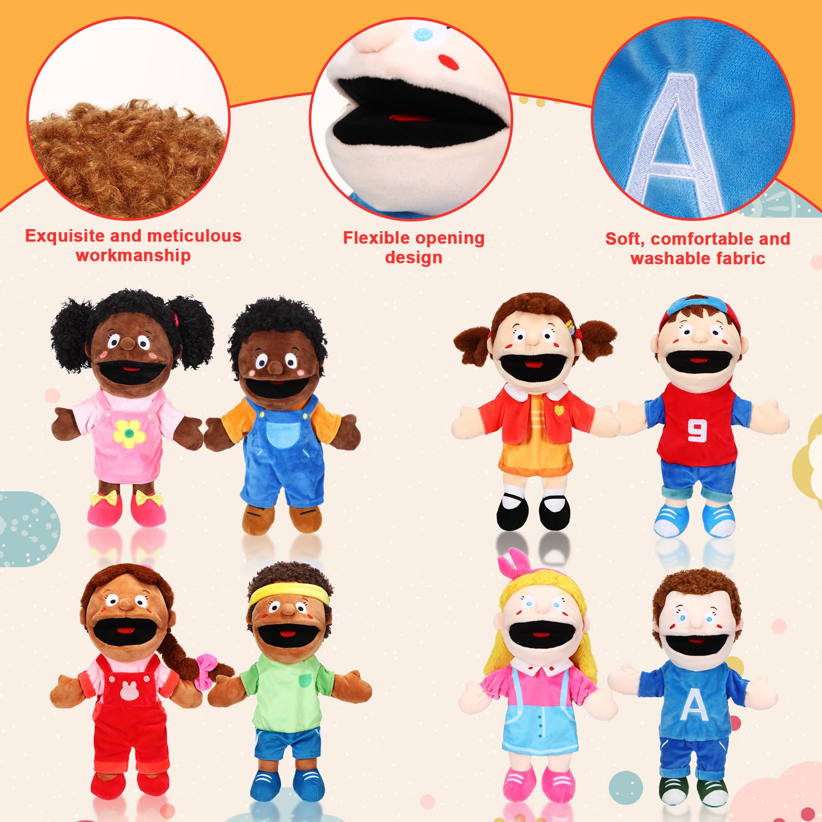 Lenwen 12-inch plush puppets with movable mouths enhance interactive storytelling