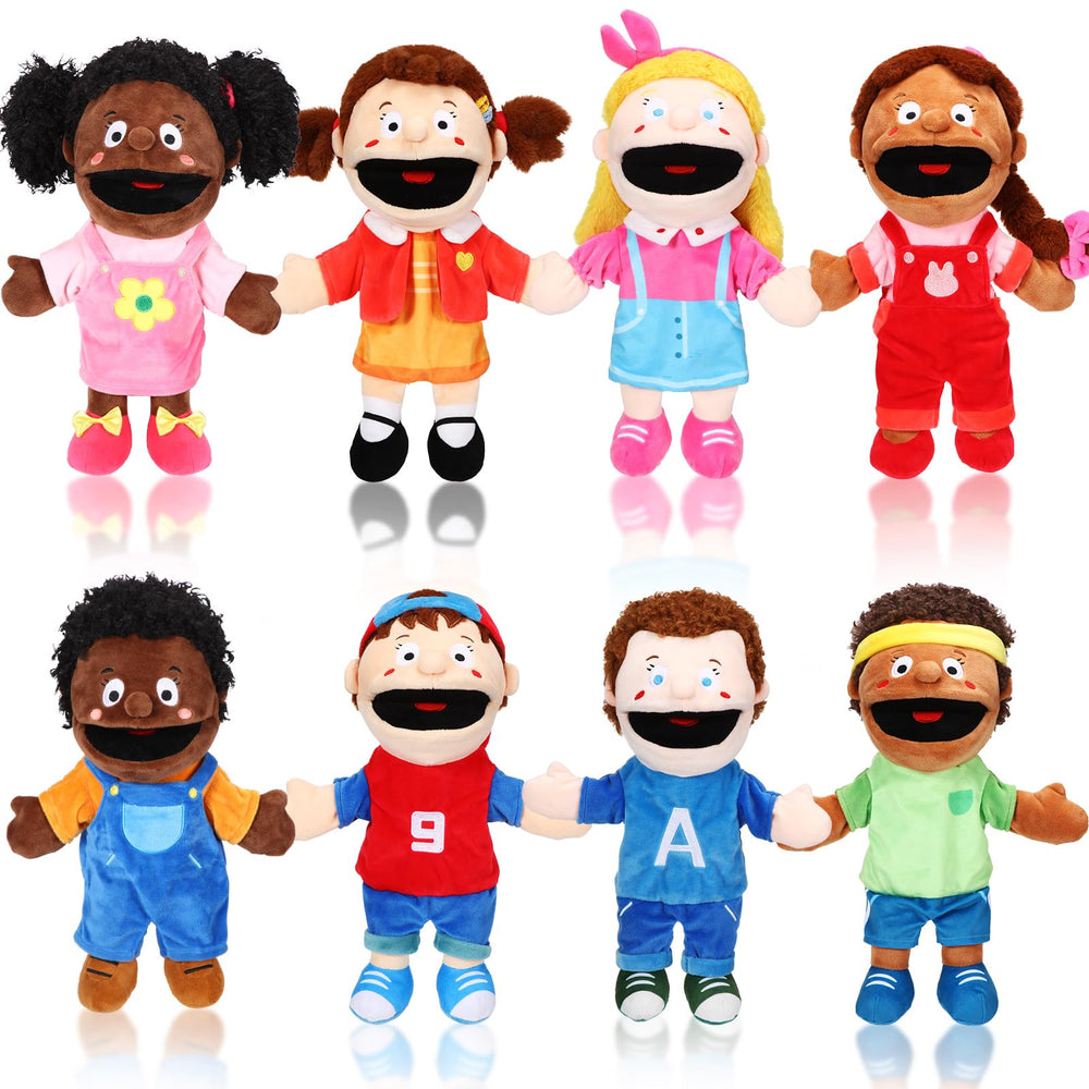 Lenwen 8-piece kids hand puppets set for classroom storytelling and play