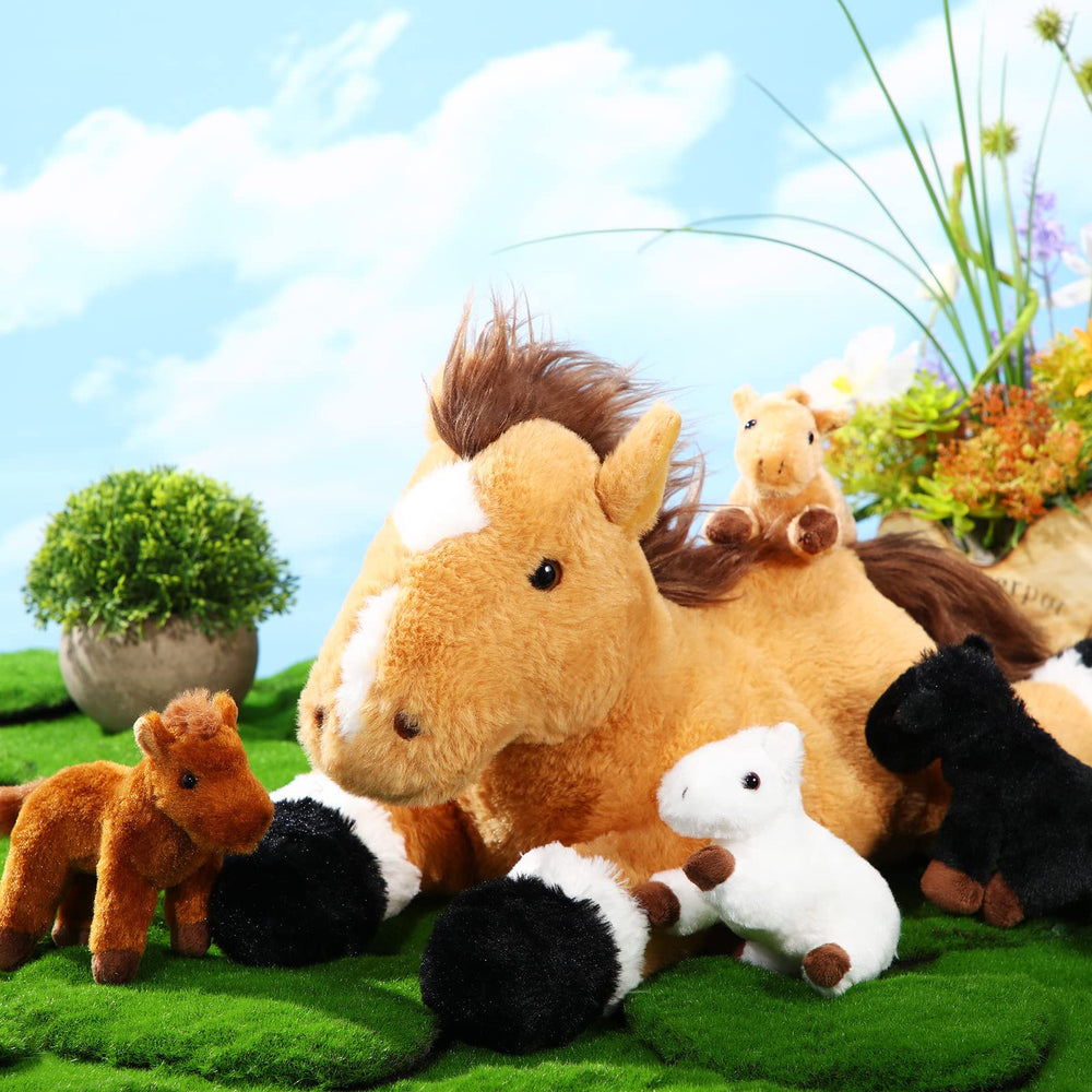 Lenwen family horse plush set displayed together for imaginative play and decor.