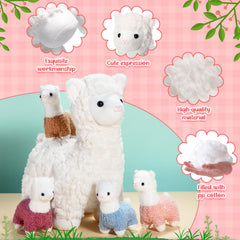 Lenwen baby llama plush with bright accents for nurturing roleplay adventures.