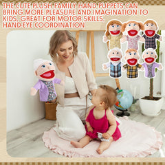 Lenwen family puppets set showing mouth movement for school and home use.