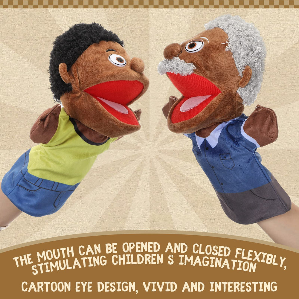 Lenwen grandma puppet with colorful clothes boosts engaging bedtime and classroom storytelling.