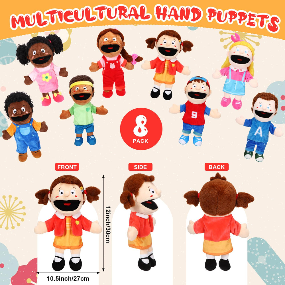 Lenwen multicultural hand puppets in boy and girl pairs promote inclusive pretend play
