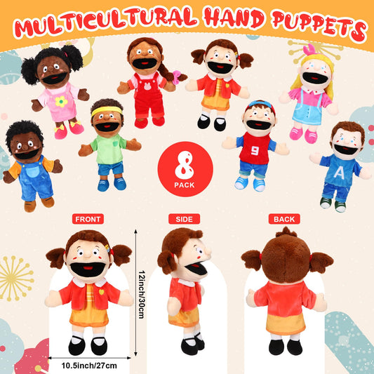 Lenwen multicultural hand puppets in boy and girl pairs promote inclusive pretend play