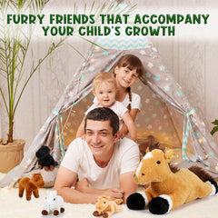 Lenwen zippered belly horse plush highlights a playful reveal feature.