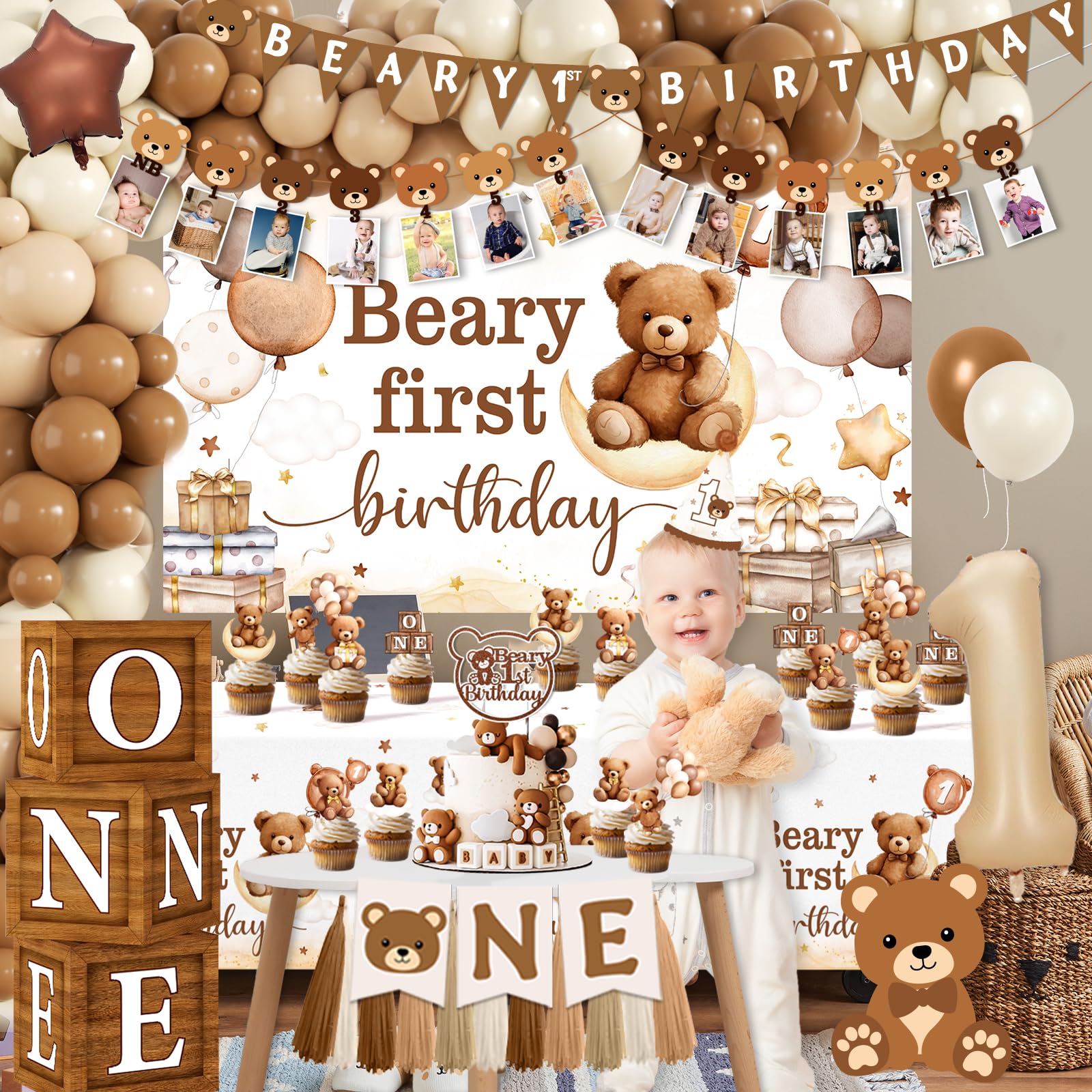 Lenyunge Bear monthly photo banner to track milestones during the party
