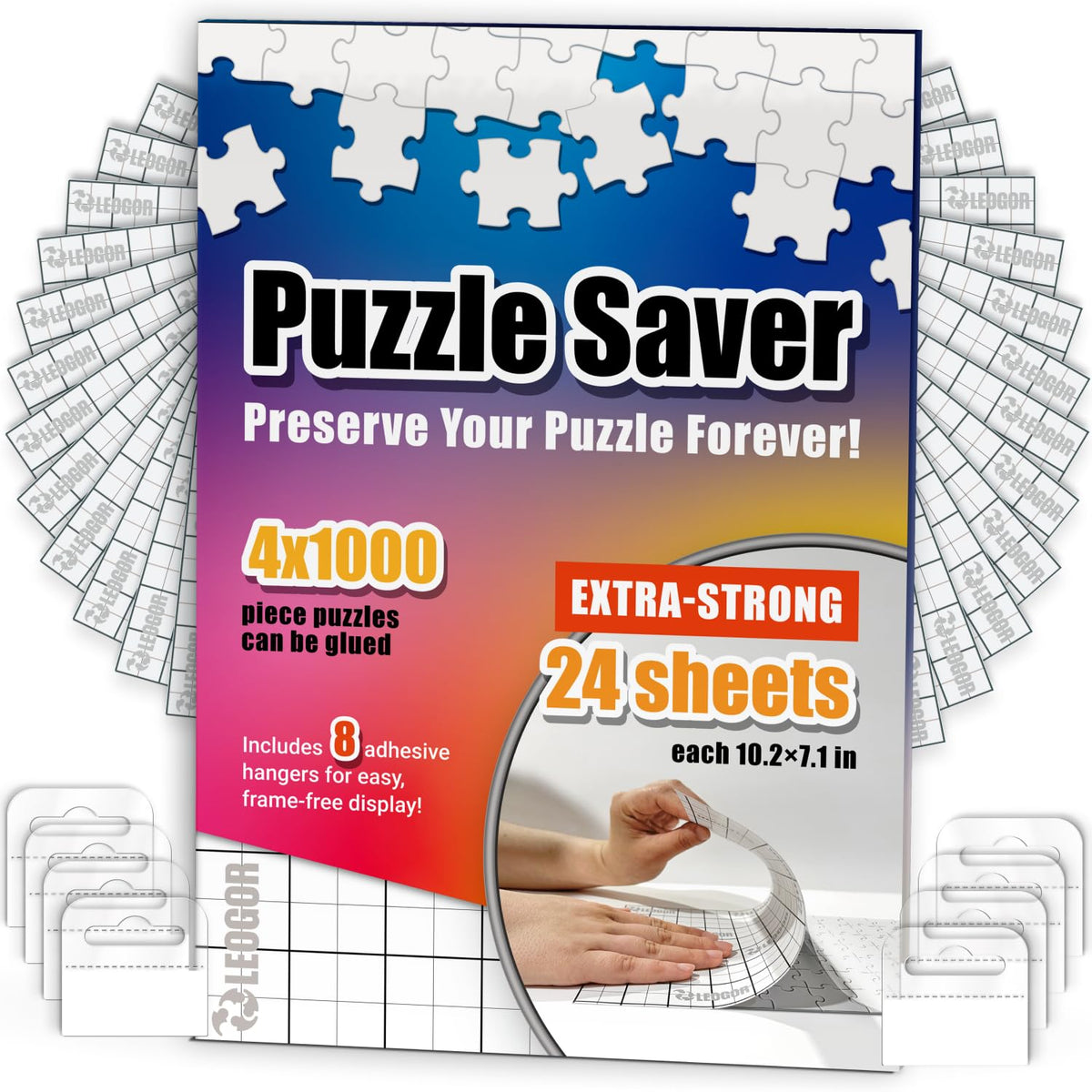LEOGOR puzzle adhesive sheets backing secures four 1000-piece puzzles.