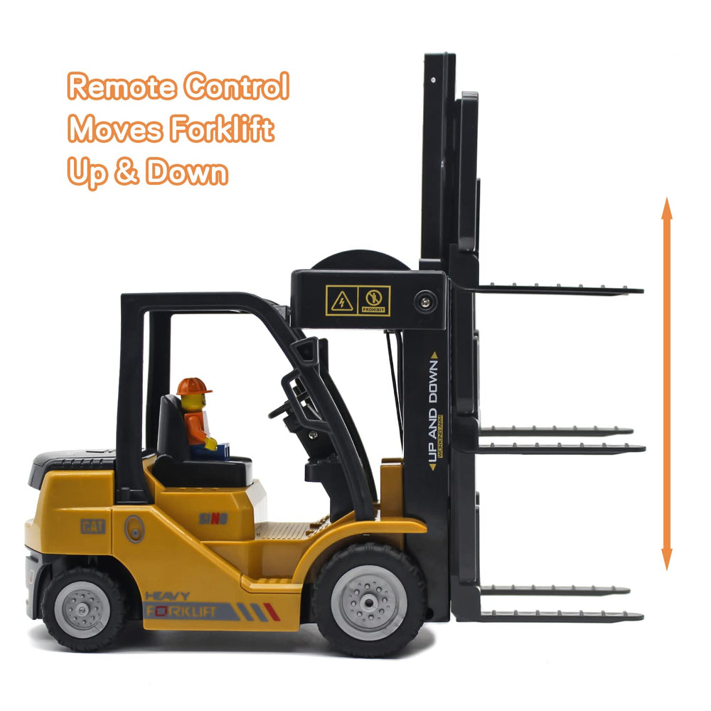 Leopmase RC forklift side view showing realistic scale and rugged design