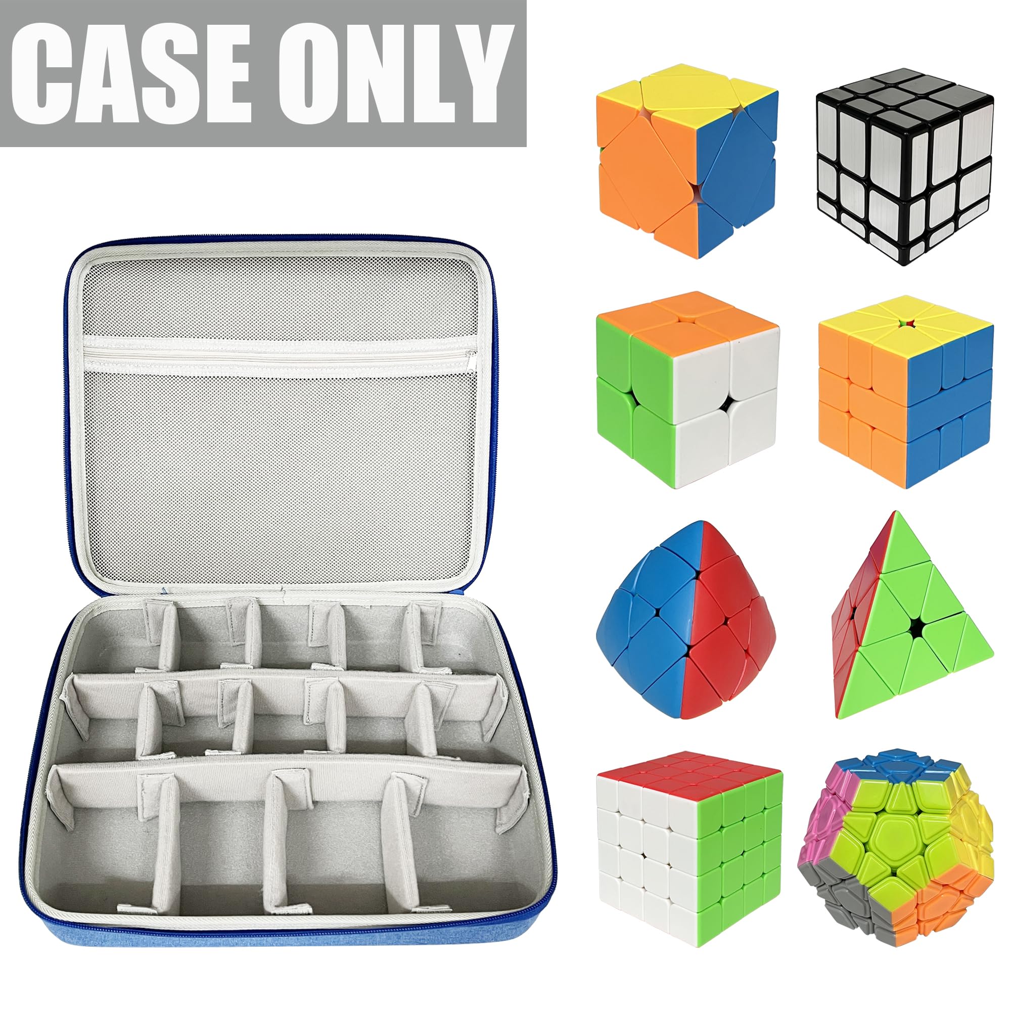 LeoTube Speed Cube Case Blue side view shows sturdy zipper and handle.