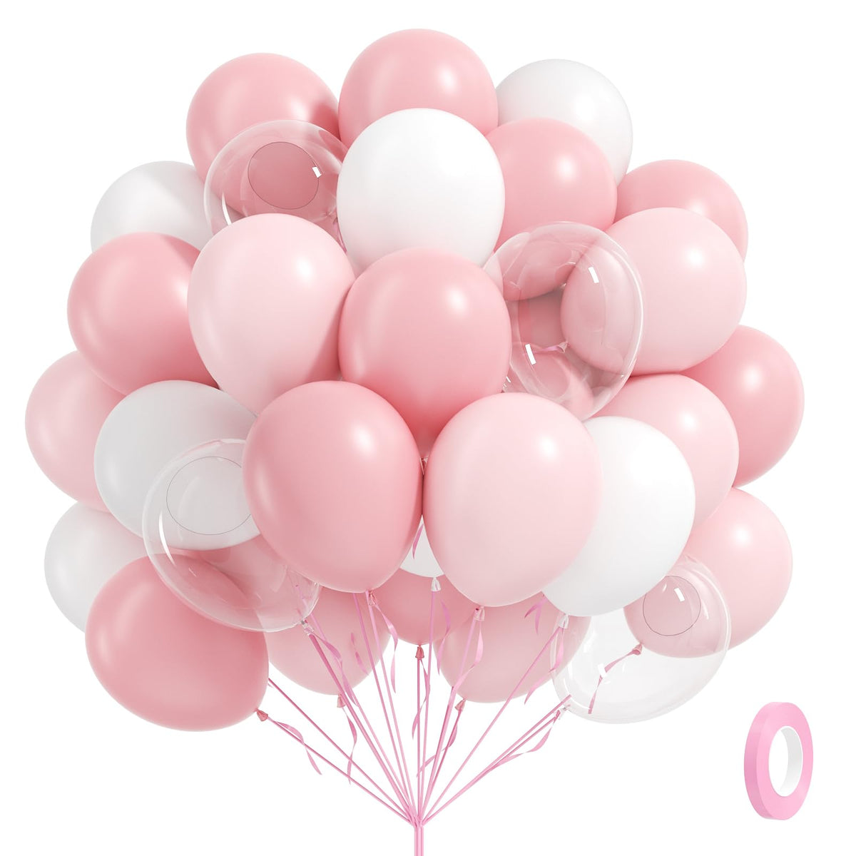 Leraqertra 60pcs light pink balloons kit for elegant wedding decor.