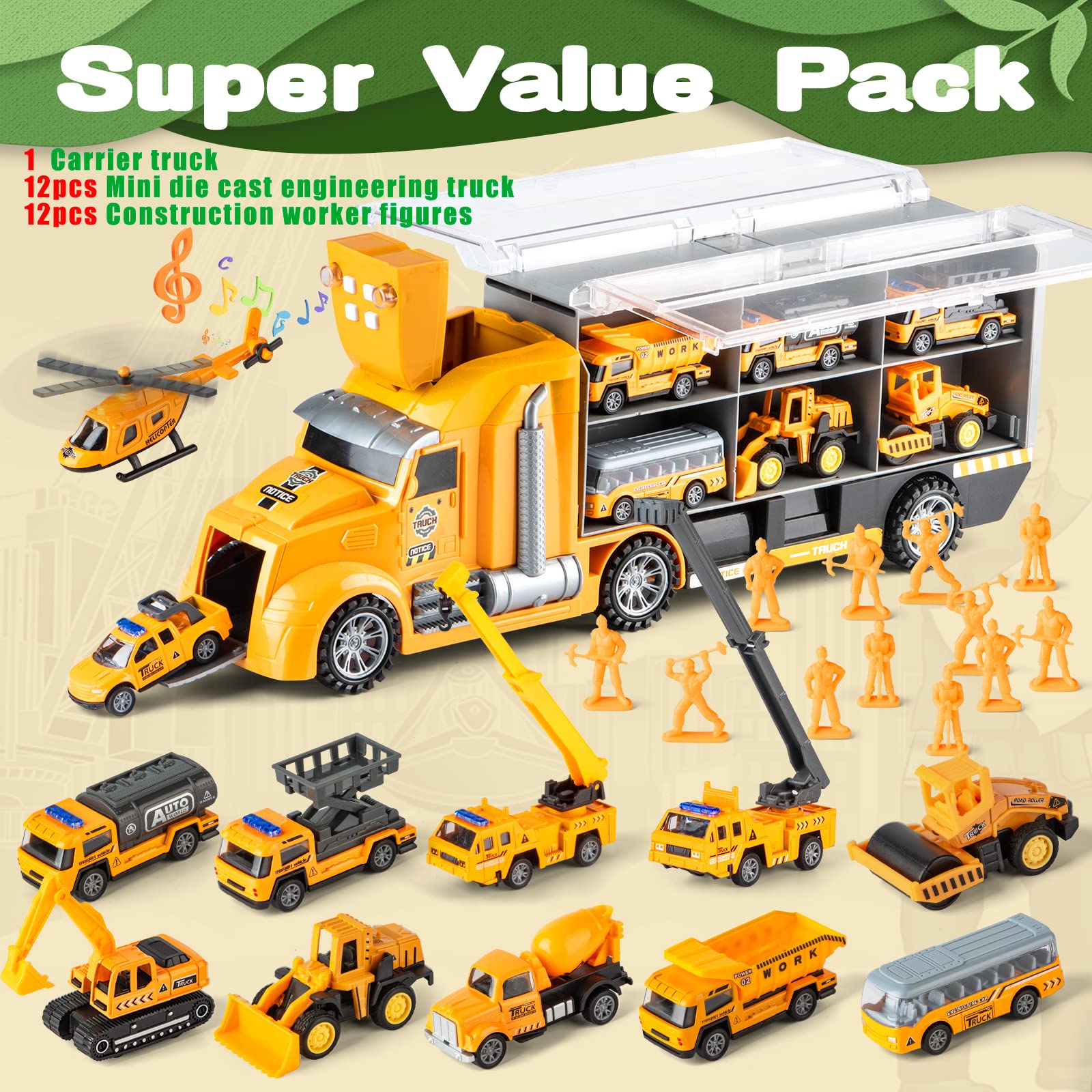 LerBao construction workers figures for realistic pretend play.