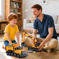 LerBao family play scene promotes bonding during construction playtime.