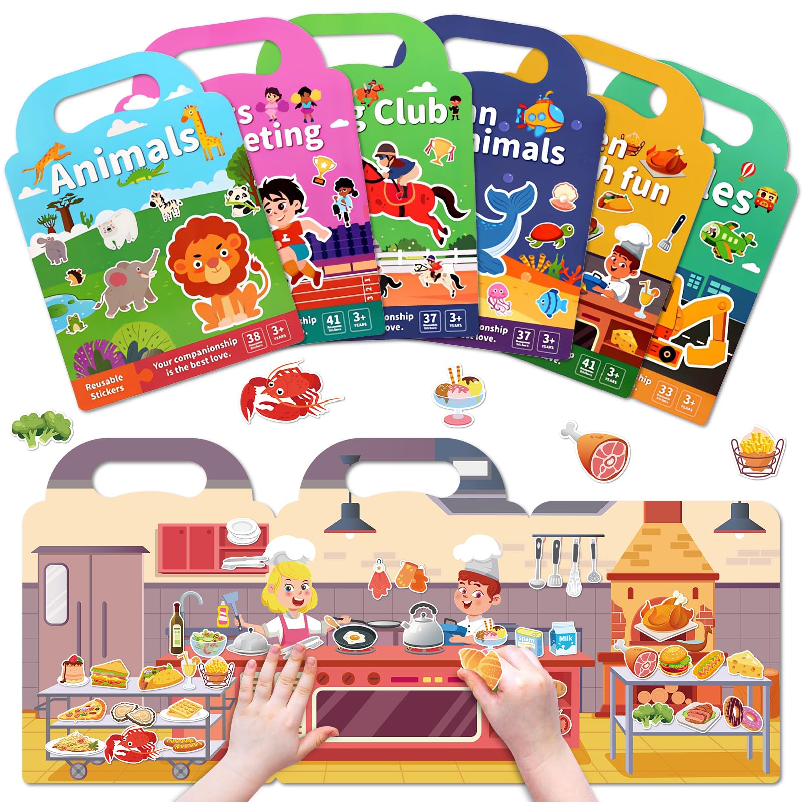 Lerifer Jelly Sticker Books Animals: soft reusable stickers for screen-free imaginative play.