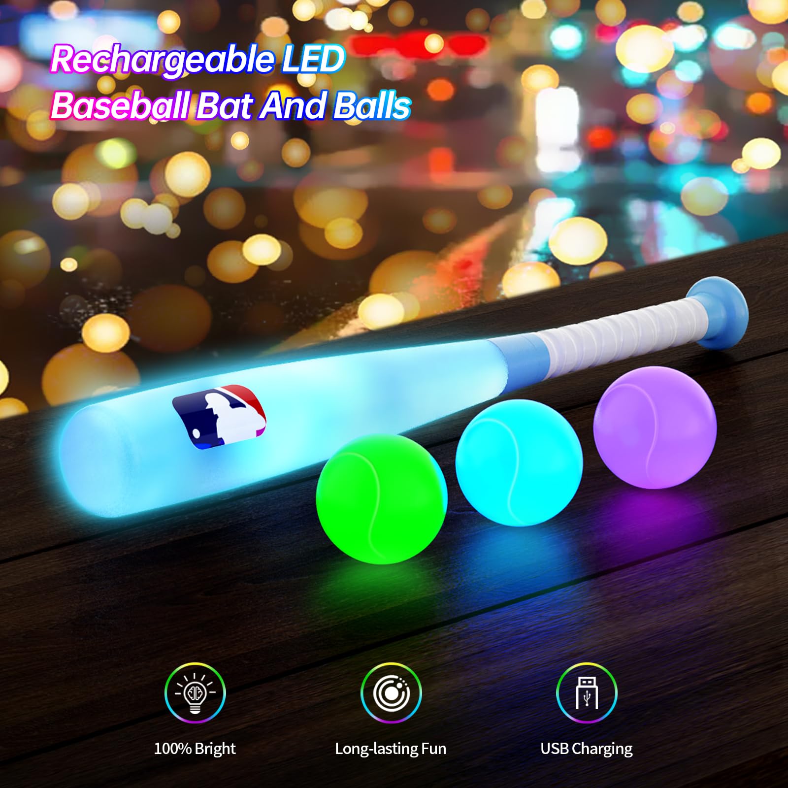 Leshein LED T-Ball set telescoping tee-stand supports solo and parent play.