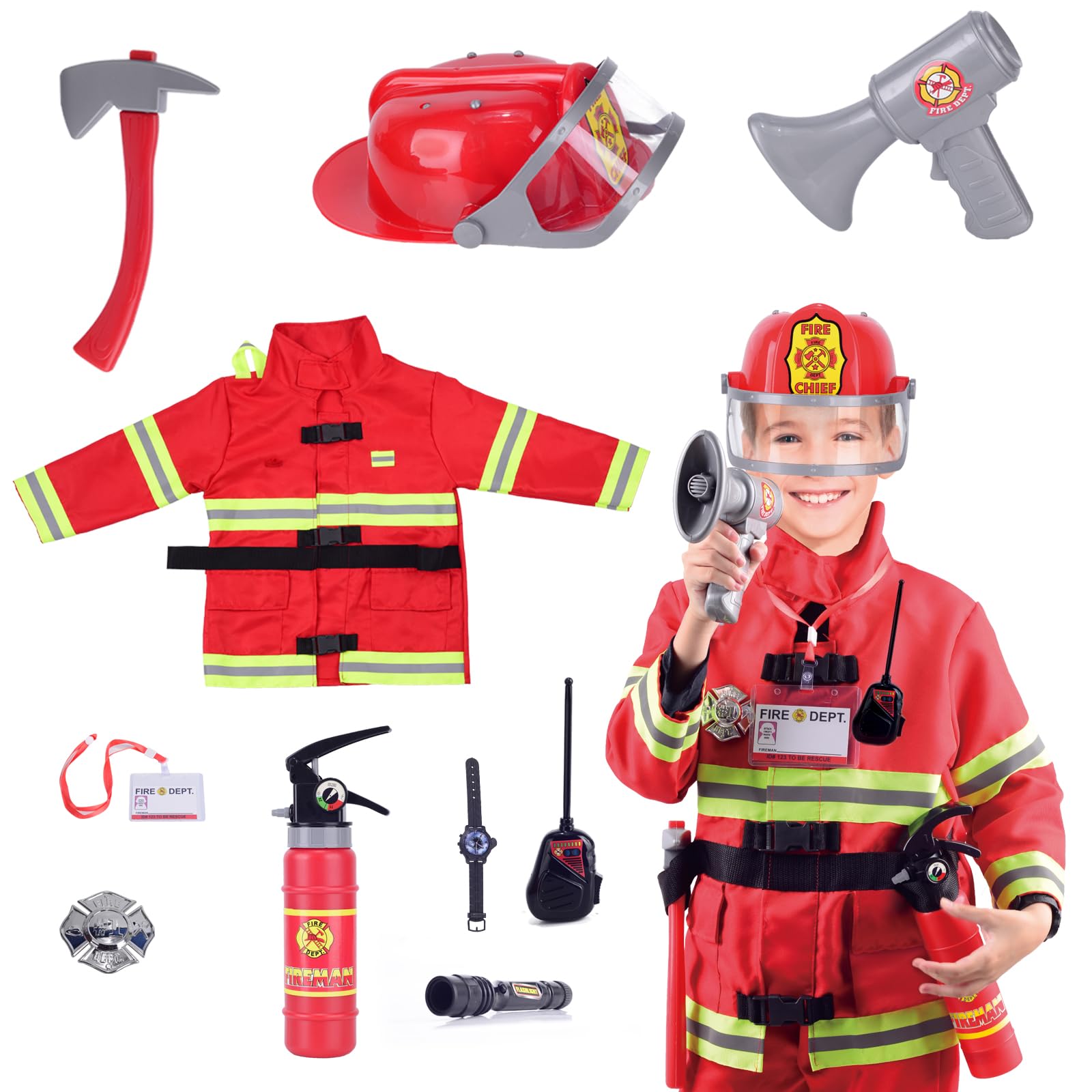 Lesheng space firefighter costume kids coat with reflective stripes for authentic pretend play
