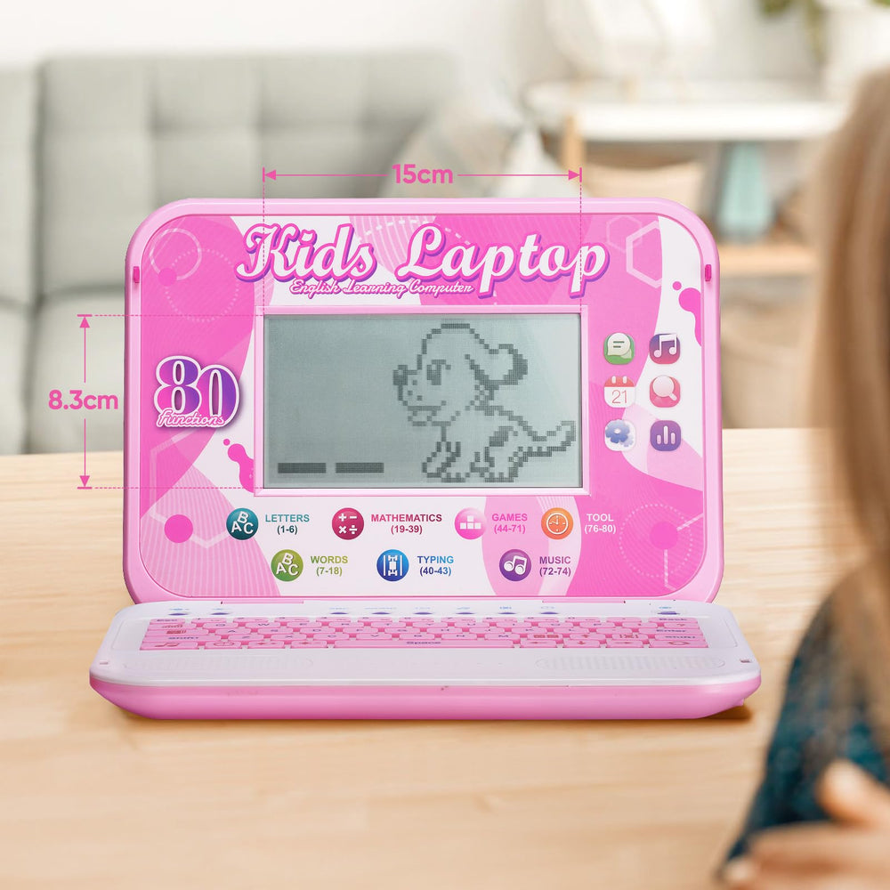 LESHITIAN Kids Laptop keyboard close-up, real-like layout supports early typing familiarization for young learners.