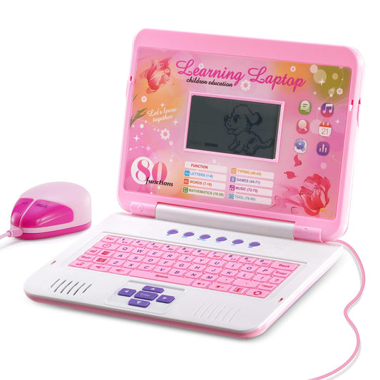 LESHITIAN Kids Laptop keyboard closeup shows child-friendly keys for easy typing practice.