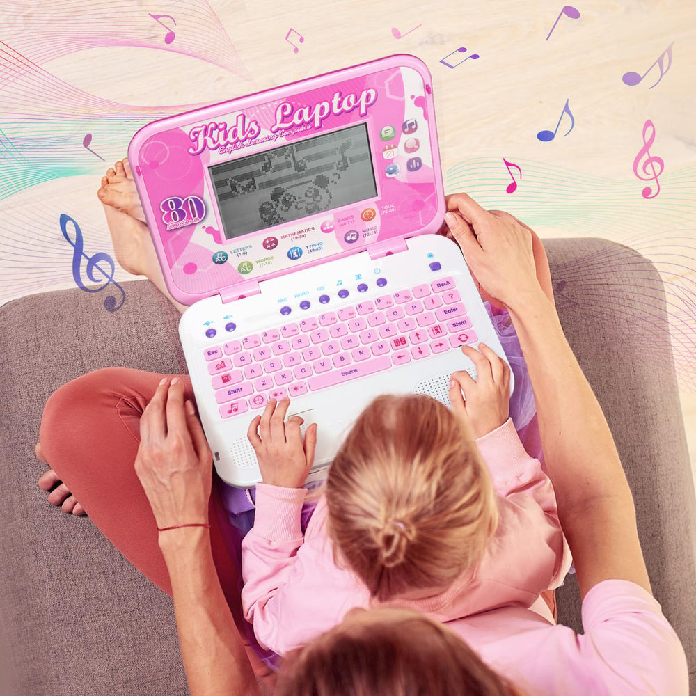 LESHITIAN Kids Laptop learning modes UI, showcases 80 activities for exploration.