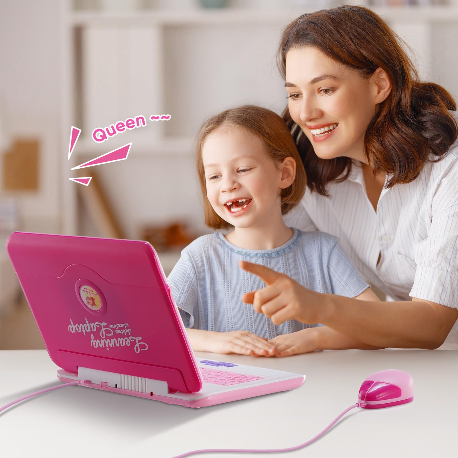 LESHITIAN Kids Laptop screen with colorful icons highlights 80 learning activities.