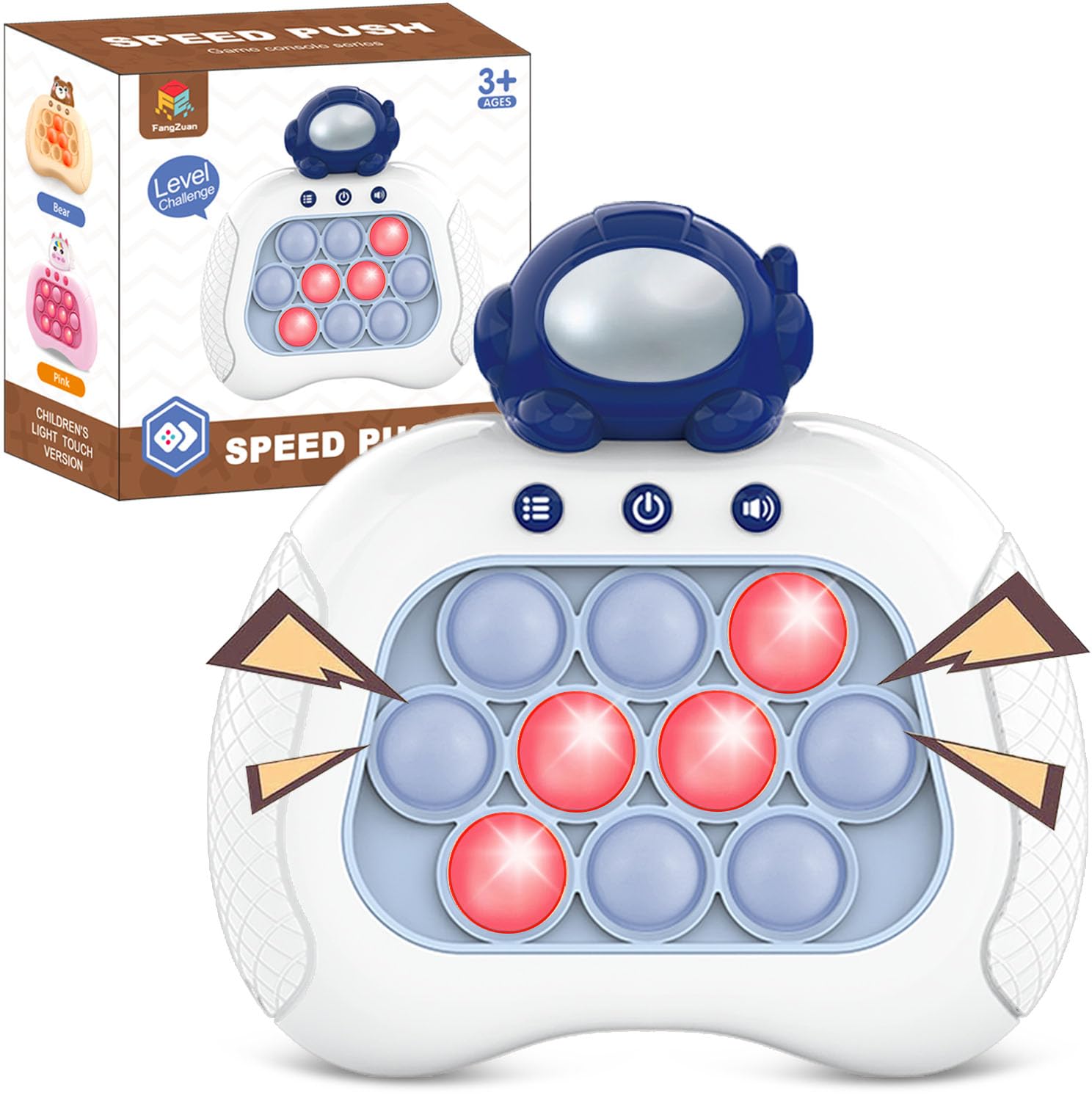 Lesipee Fast Push Game blue astronaut front view with glow button boosts focus on the go