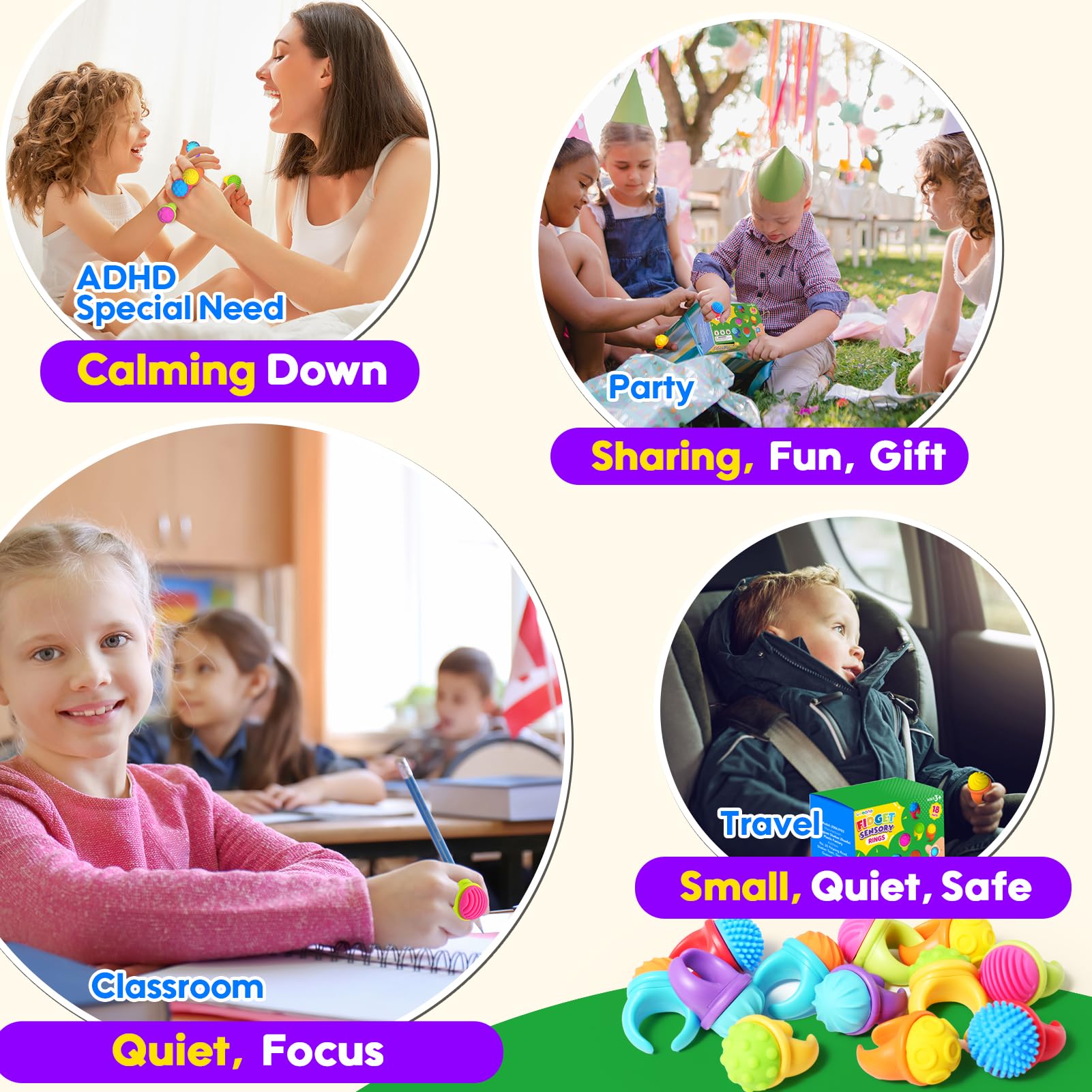 LESONG fidget rings quiet therapy for work or study moments