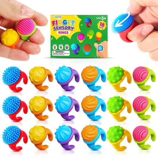 LESONG fidget rings textured close-up showing tactile silicone surfaces for focus