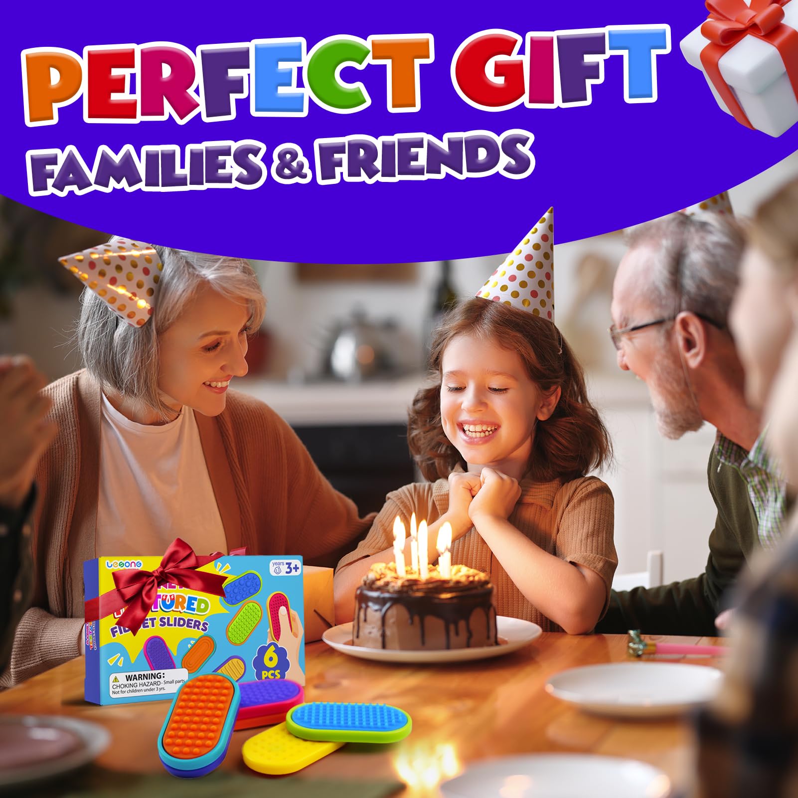 LESONG gift-ready box showcasing six-color fidget magnets for gifts and therapy kits.
