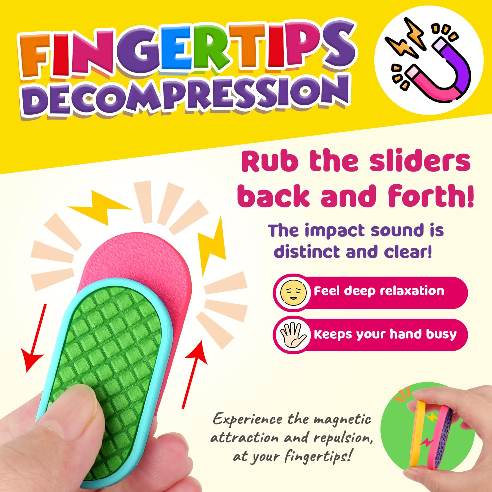 Lesong magnetic slider features six textures to promote mindful attention.