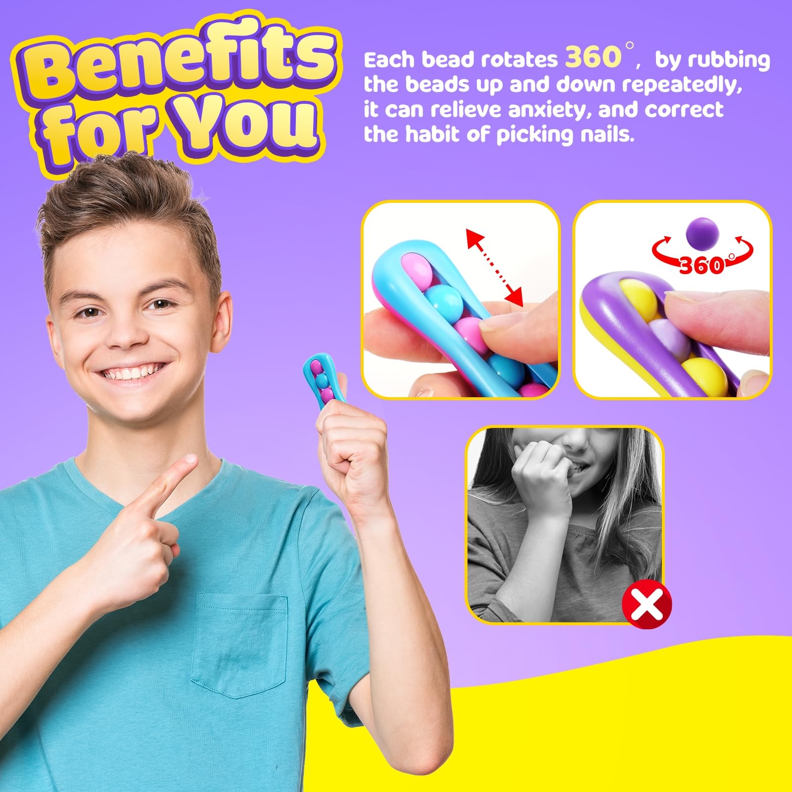 LESONG patented five-bead linkage fidget for versatile tactile play and concentration