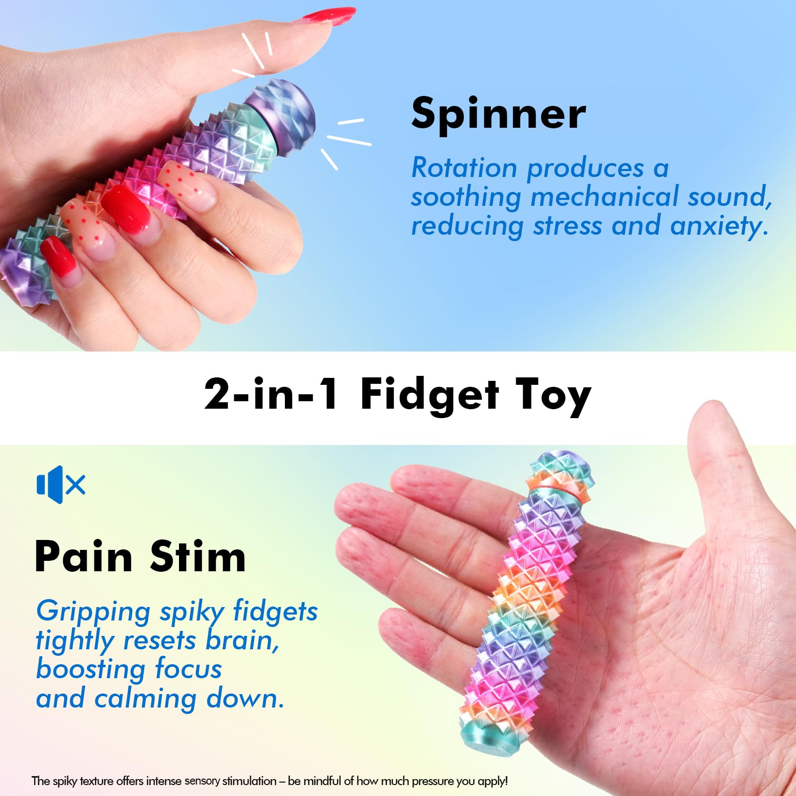 LESONG rotating spinner with rainbow colors for calming sensory input.