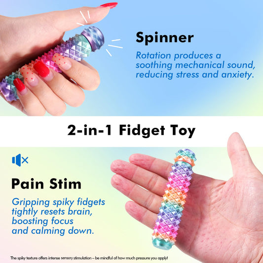 LESONG rotating spinner with rainbow colors for calming sensory input.