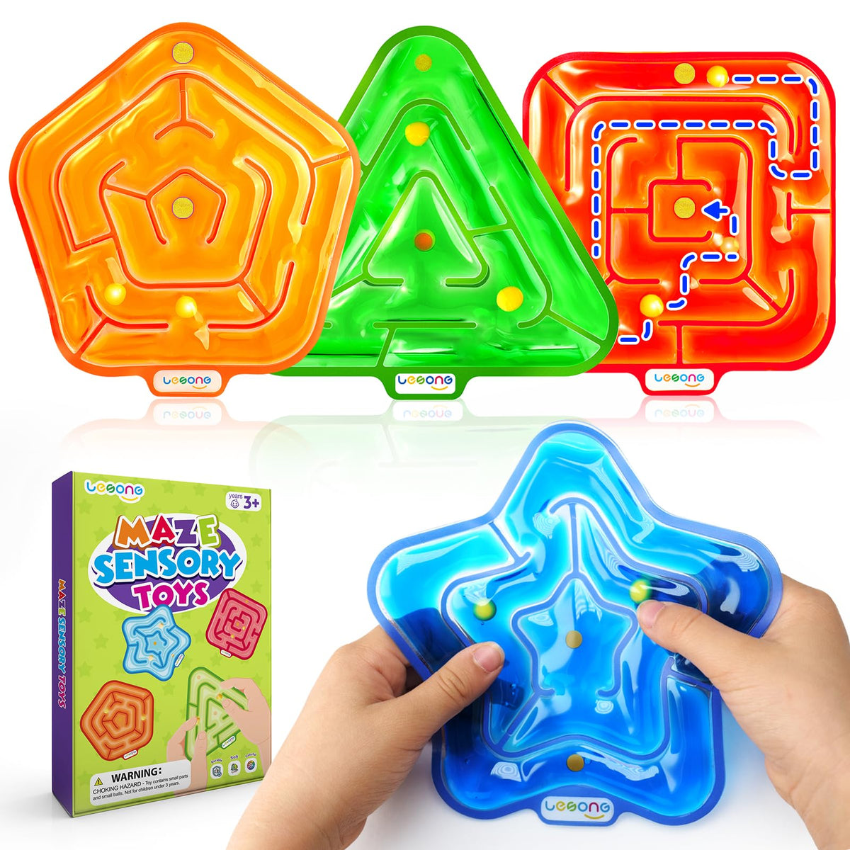 LESONG sensory fidget toys four pack cover image showing gel maze visuals for calm play