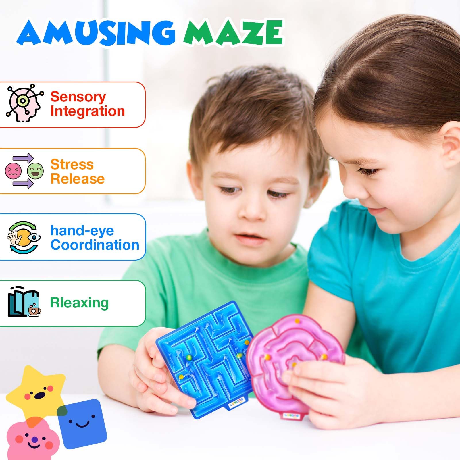 LESONG sensory maze toy bright colors aid visibility and quick identification