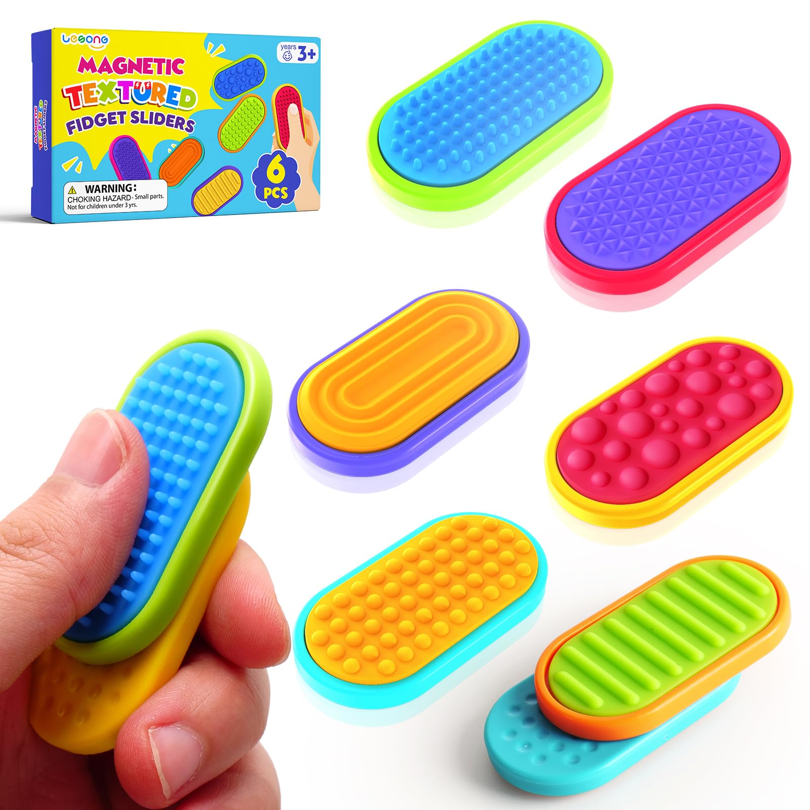 LESONG sensory fidget sliders close-up showcasing soft silicone textures for calming focus.