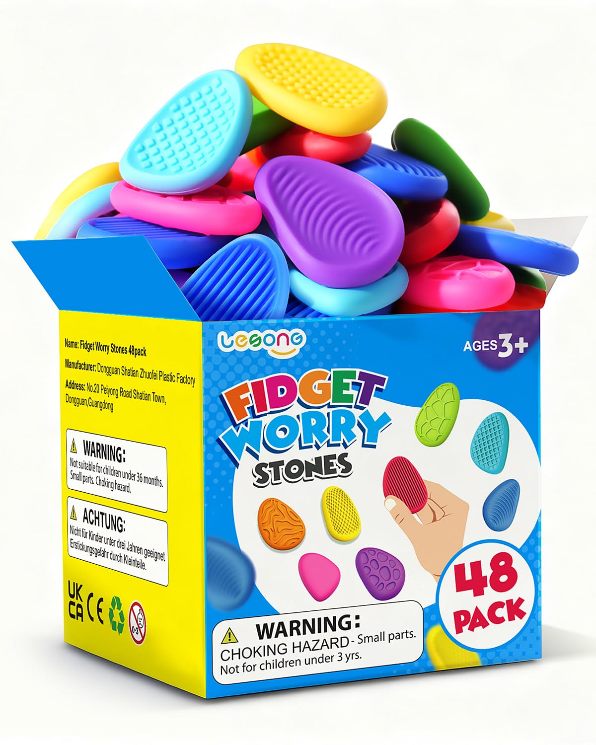 Lesong sensory stones in bright textures help kids stay focused during class.