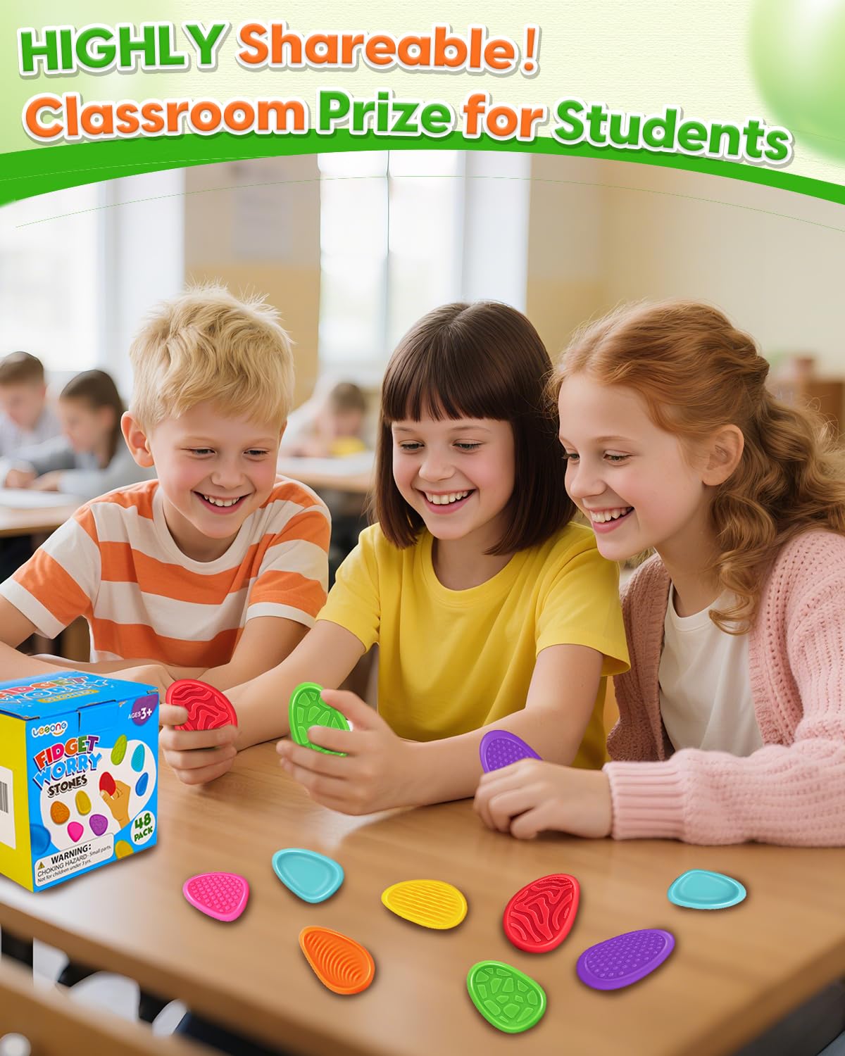Lesong pocket-sized calming stones for discreet stress relief at school or work.