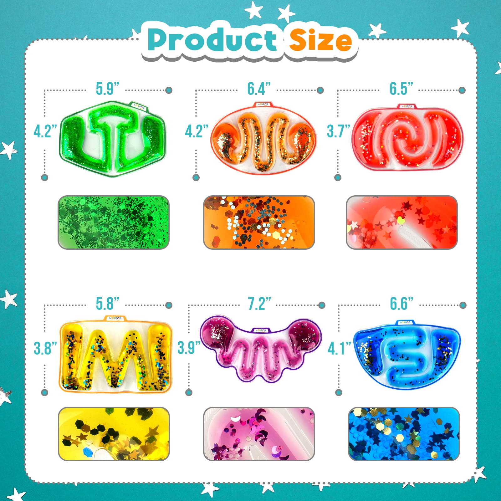 LESONG Sensory Tubes glitter flow visual sparkle and stress relief potential.